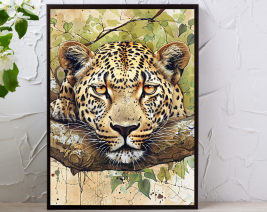 8X10 LEOPARD WALL ART WITH BLACK FRAME