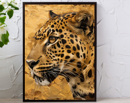 8x10 LEOPARD  WALL ART WITH BLACK FRAME
