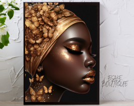 AFRO WOMAN WALL ART WITH BLACK FRAME