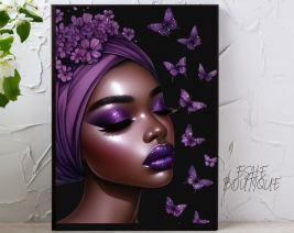 AFRO WOMAN WALL ART WITH BLACK PICTURE FRAME