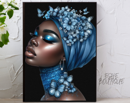 AFRO WOMAN WALL ART WITH BLACK PICTURE FRAME