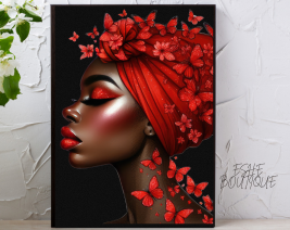 AFRO WOMAN  WALL ART WITH A BLACK FRAME