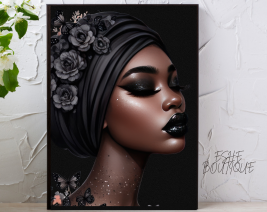 AFRO WOMAN WALL ART BLACK FRAME