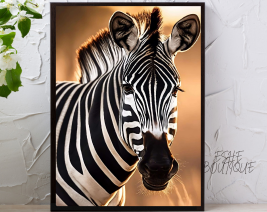 ZEBRA SAFARI WALL ART WITH BLACK FRAME