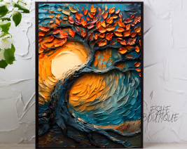 TREE OF LIFE WALL ART WITH BLACK PICTURE FRAME