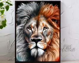 8X10 LION WALL ART WITH BLACK PICTURE FRAME