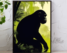 8X10 MONKEY WALL ART WITH BLACK PICTURE FRAME