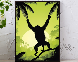 8X10 MONKEY WALL ART WITH BLACK PICTURE