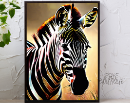 ZEBRA WALL ART WITH BLACK PICTURE FRAME