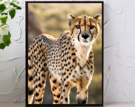 8X10 CHEETAH WALL ART OF WITH BLACK FRAME