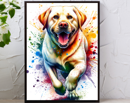 8X10 WATERCOLOR LABRADOR RETRIEVER WALL ART WITH BLACK PICTURE FRAME