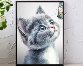8X10 CAT WALL ART WITH BLACK PICTURE FRAME