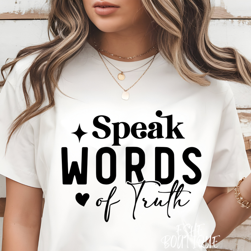 LARGE - SPEAK WORDS OF FAITH COTTON WHITE T-SHIRT
