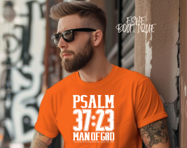 XL - PSALMS 37:23 ORANGE COTTON T-SHIRT