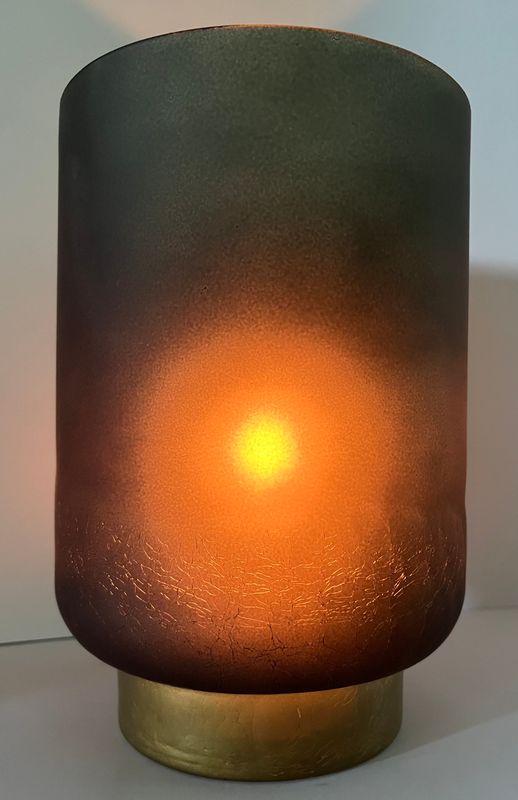 Windlicht Glas XXL Grün/Gold