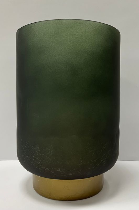 Windlicht Glas XXL Grün/Gold