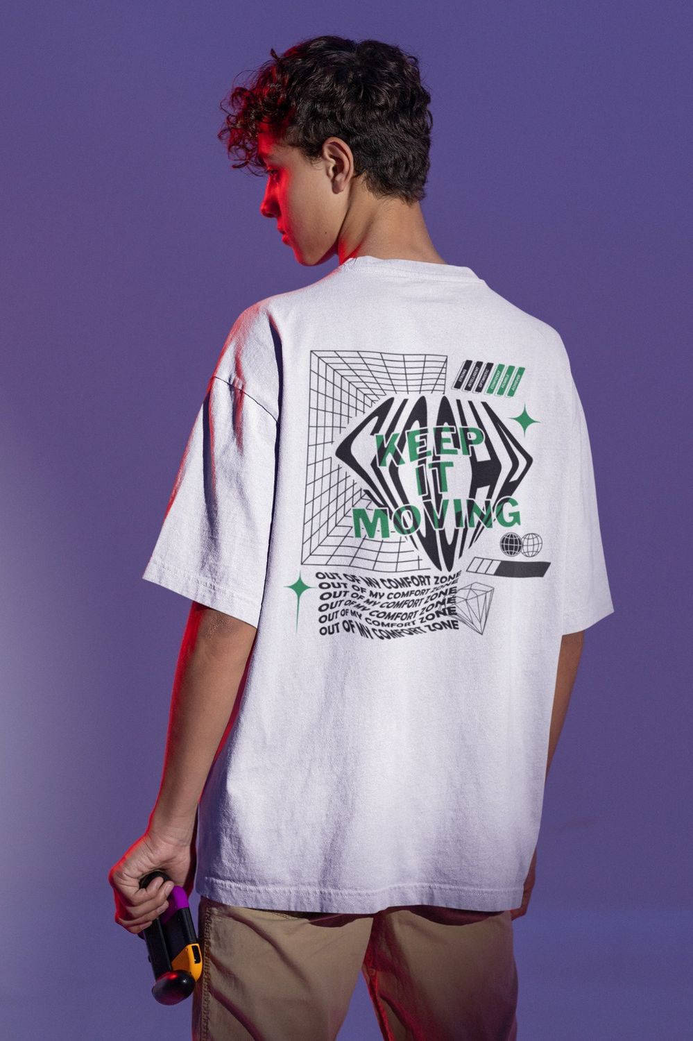 Keep it moving tee white Slim fit/XS
