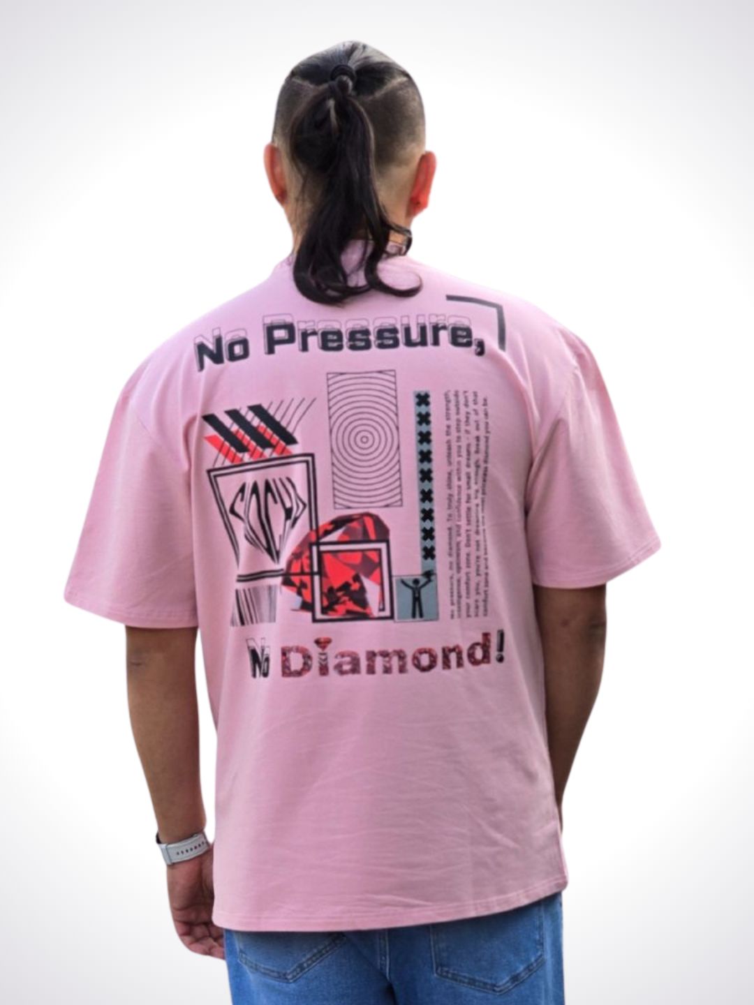 NO PRESSURE TEE, Color: Salmon Pink, Fit: Oversized, Size: XXS