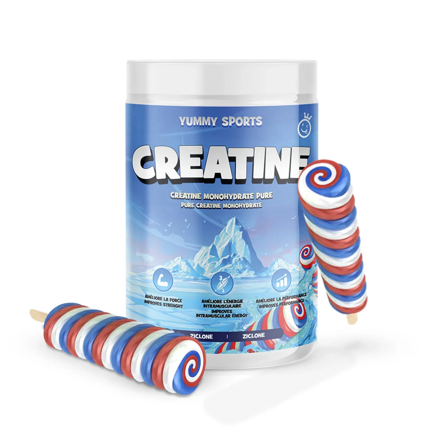 YUMMY SPORTS - CRÉATINE MONOHYDRATE -500G, Fragrance: CYCLONE