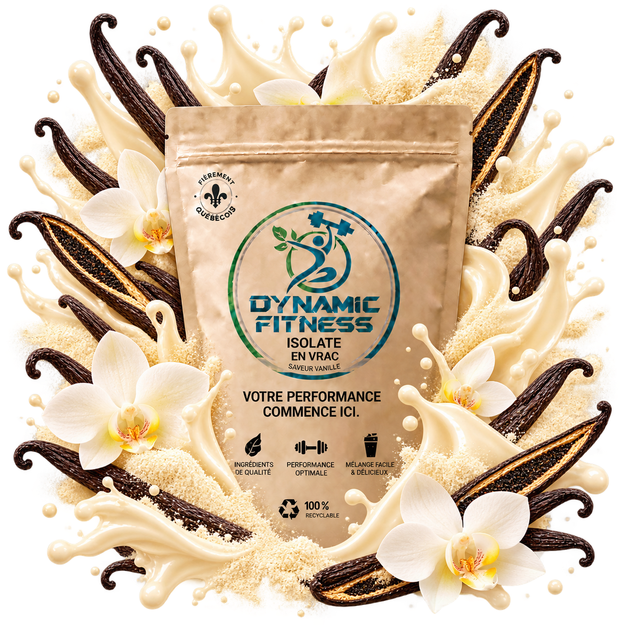 DYNAMIC FITNESS - VRAC PROTÉINE ISOLATE - 1LBS, Fragrance: VANILLE