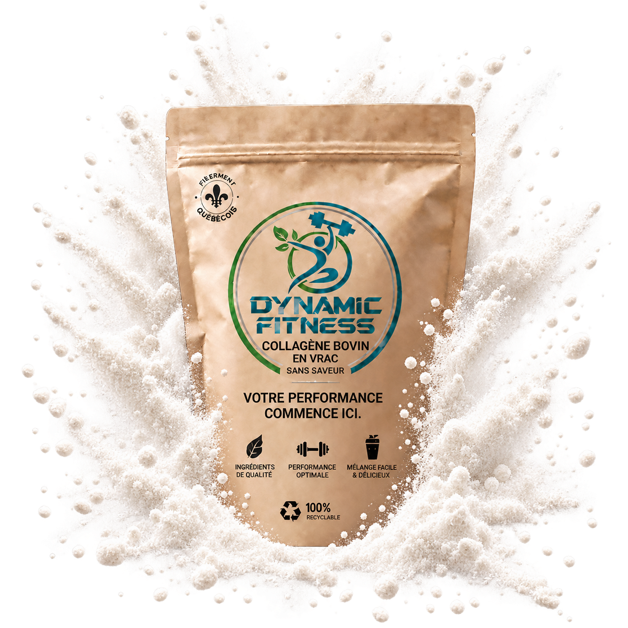 DYNAMIC FITNESS - VRAC COLLAGÈNE BOVIN - 100G, Fragrance: SANS SAVEURS