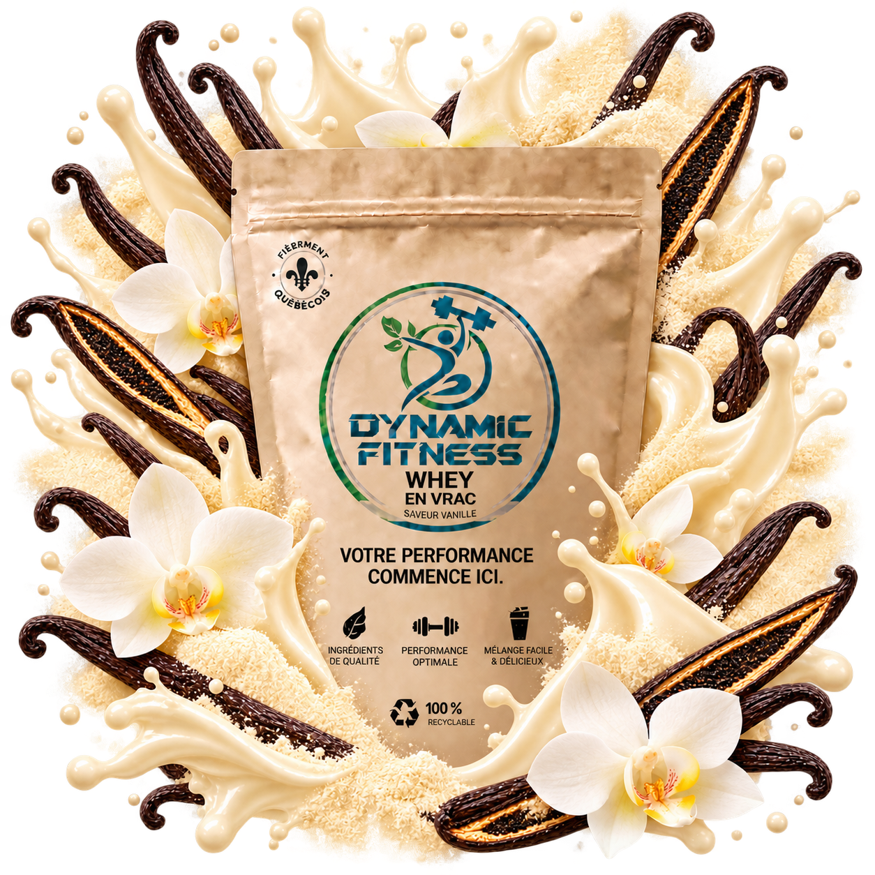 DYNAMIC FITNESS - VRAC WHEY - 1LBS, Fragrance: VANILLE