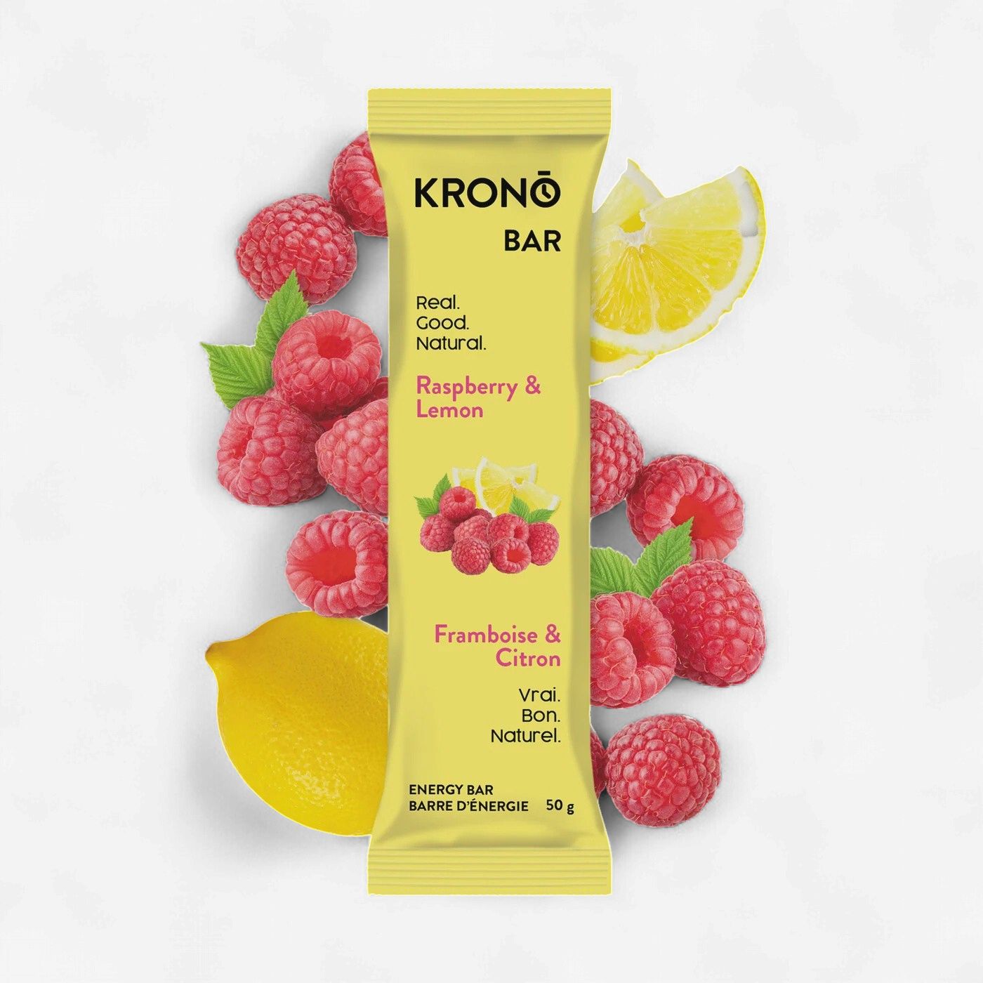 KRONO - BARRE ÉNERGIE - 50G, Fragrance: FRAMBOISE ET CITRON