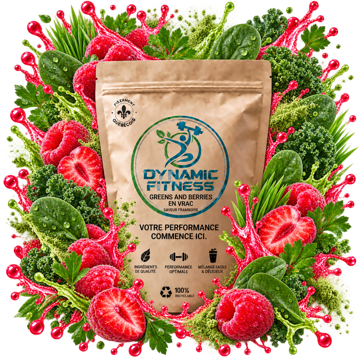 DYNAMIC FITNESS - VRAC LÉGUMES ET FRUITS - 100G, Fragrance: FRAMBOISE