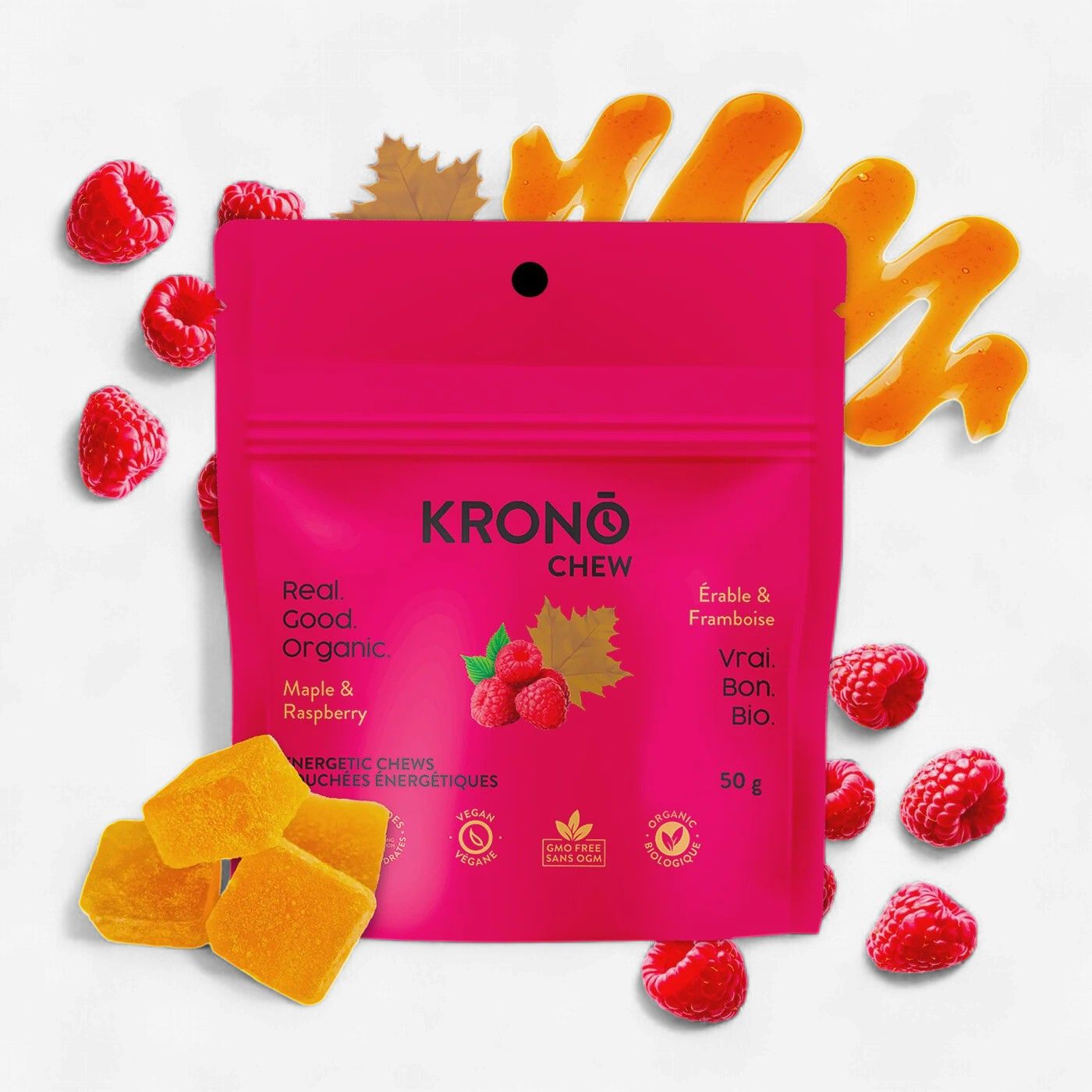 KRONO - CHEW - 50G, Fragrance: FRAMBOISE ET ÉRABLE