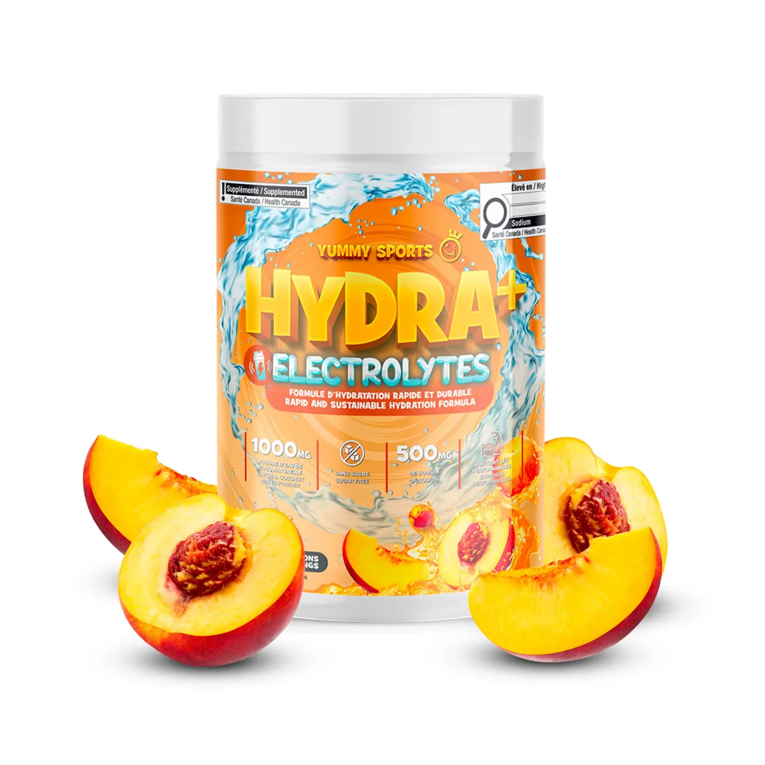 YUMMY SPORTS - HYDRA + ELECTROLYTES - 70 PORTIONS, Fragrance: PÊCHE