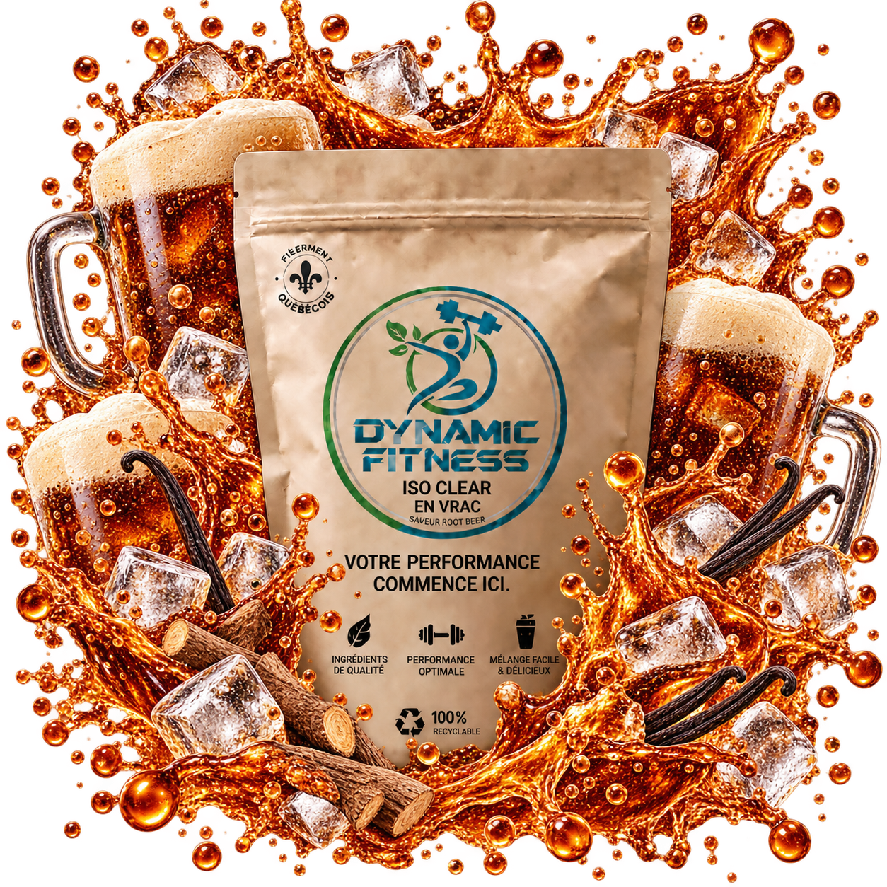 DYNAMIC FITNESS - VRAC ISO CLEAR - 1LBS, Fragrance: ROOT BEER