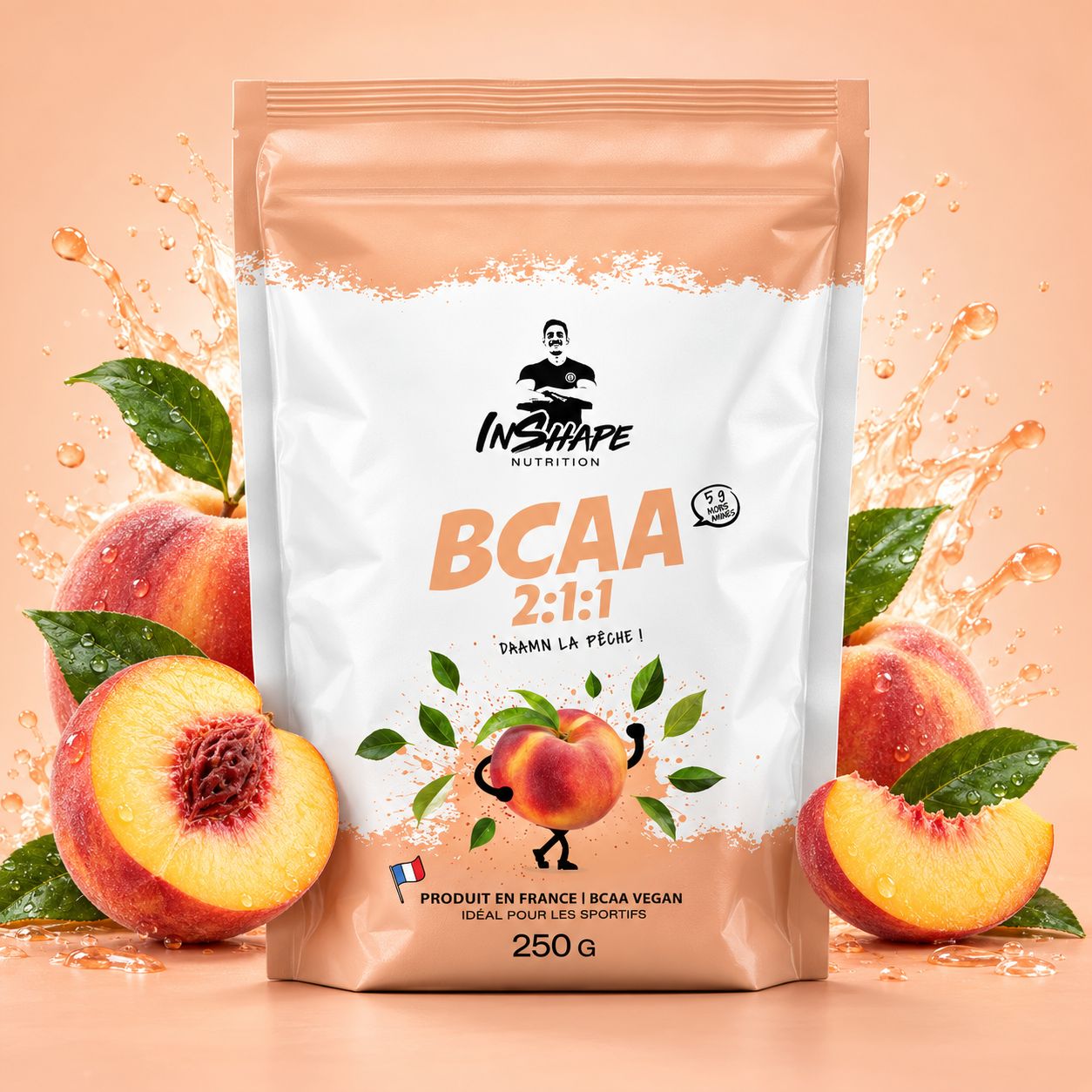 INSHAPE NUTRITION - BCAA 2:1:1 - 25 PORTIONS, Fragrance: THÉ &amp; PÊCHE