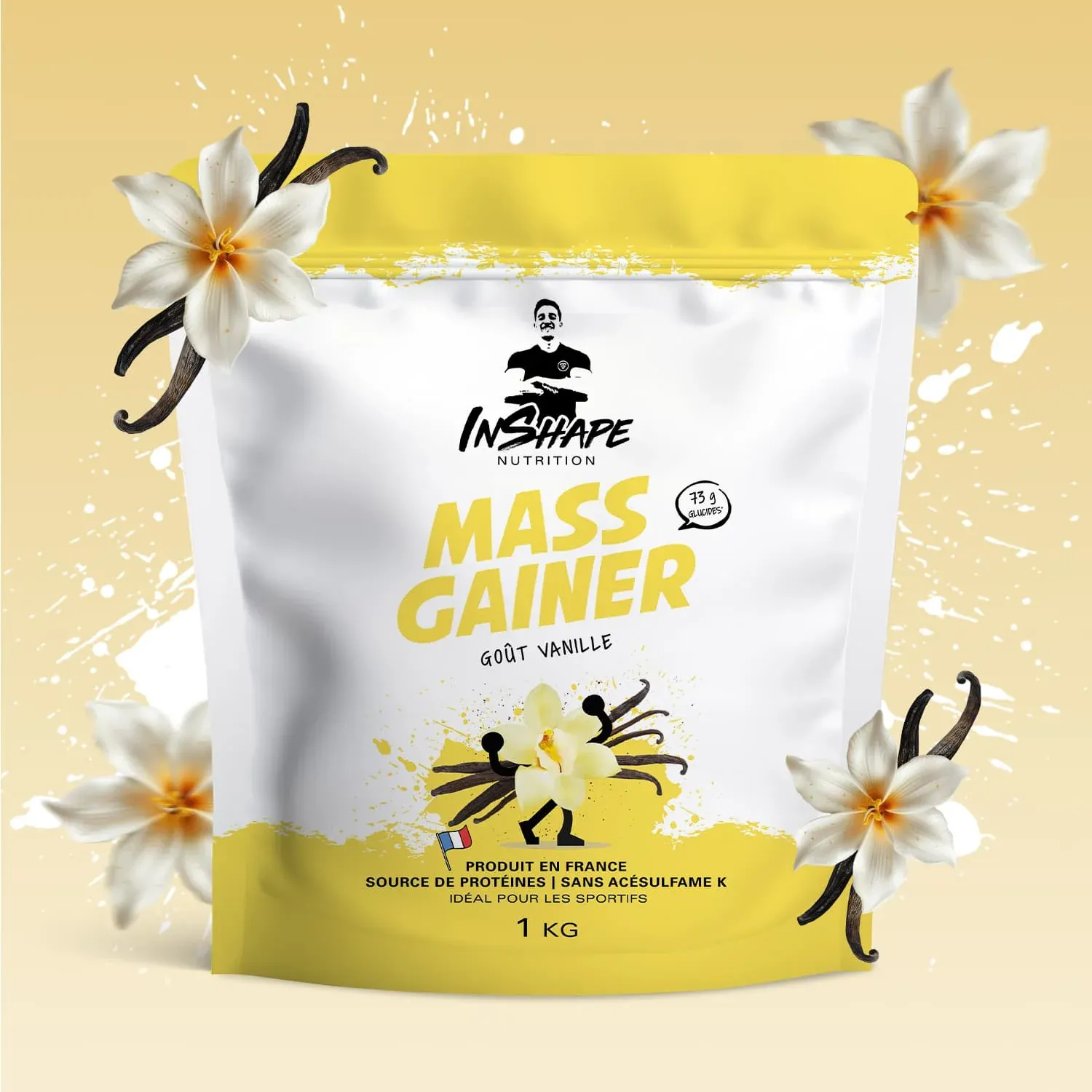 INSHAPE NUTRITION - MASS GAINER - 1KG, Fragrance: VANILLE