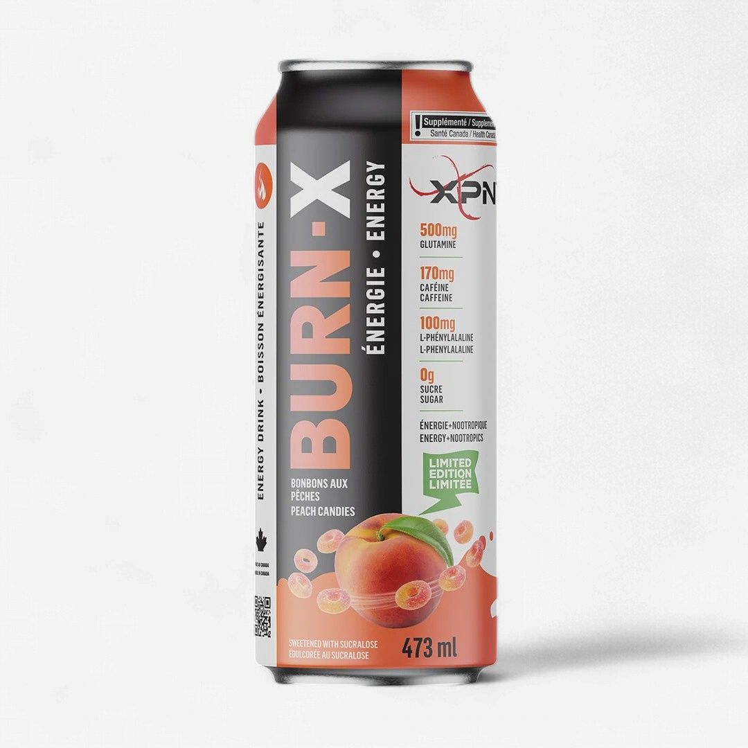 XPN - BURN X BOISSONS ÉNERGISANTES - 473ML, Fragrance: BONBONS AUX PÊCHES