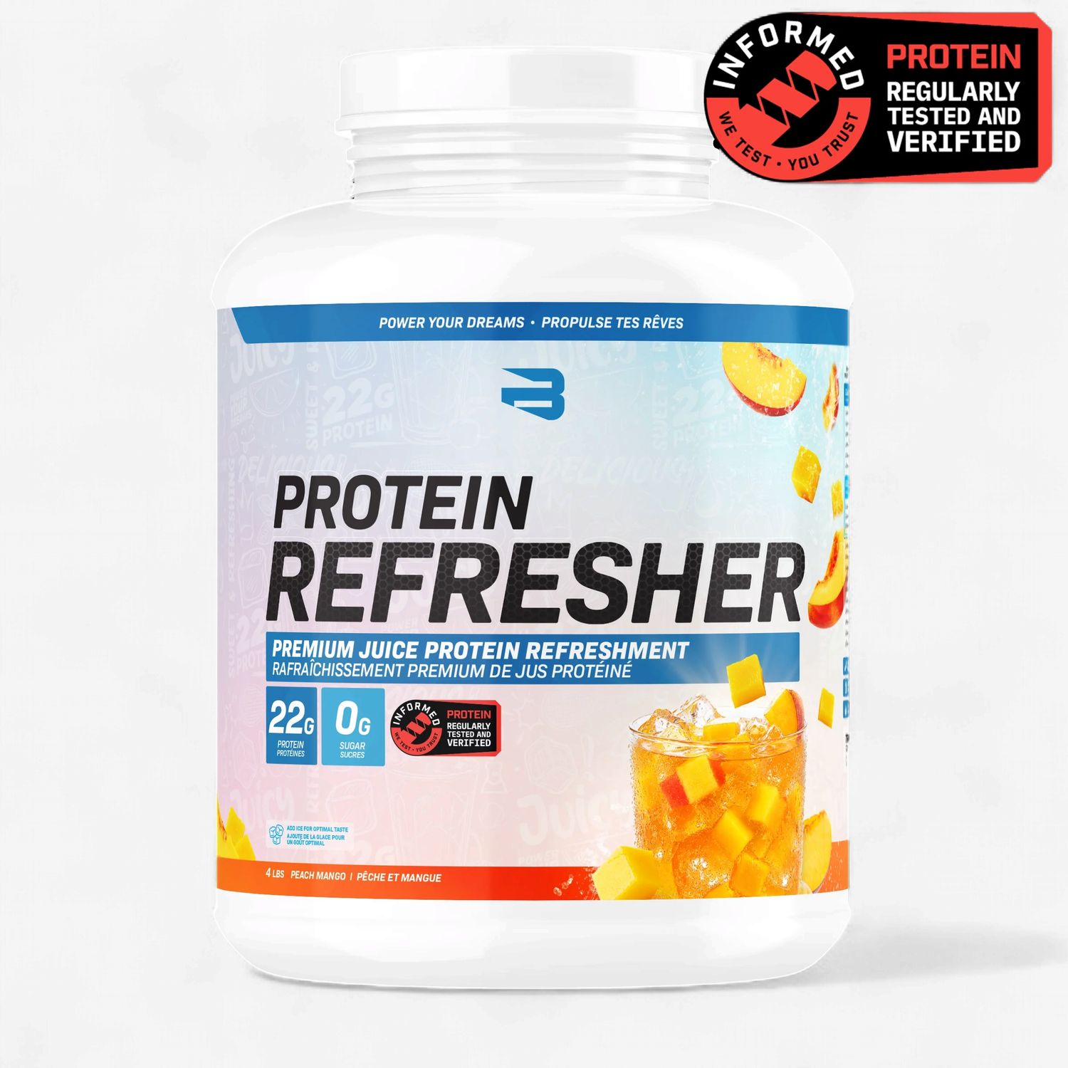 BELIEVE - PROTEIN REFRESHER - 66 PORTIONS, Fragrance: PÊCHE ET MANGUE