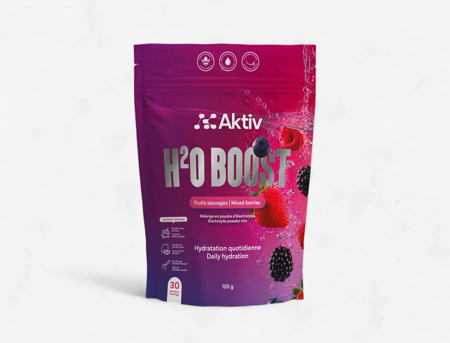 AKTIV - H2O BOOST - 30 PORTIONS, SAVEUR: FRUITS SAUVAGES