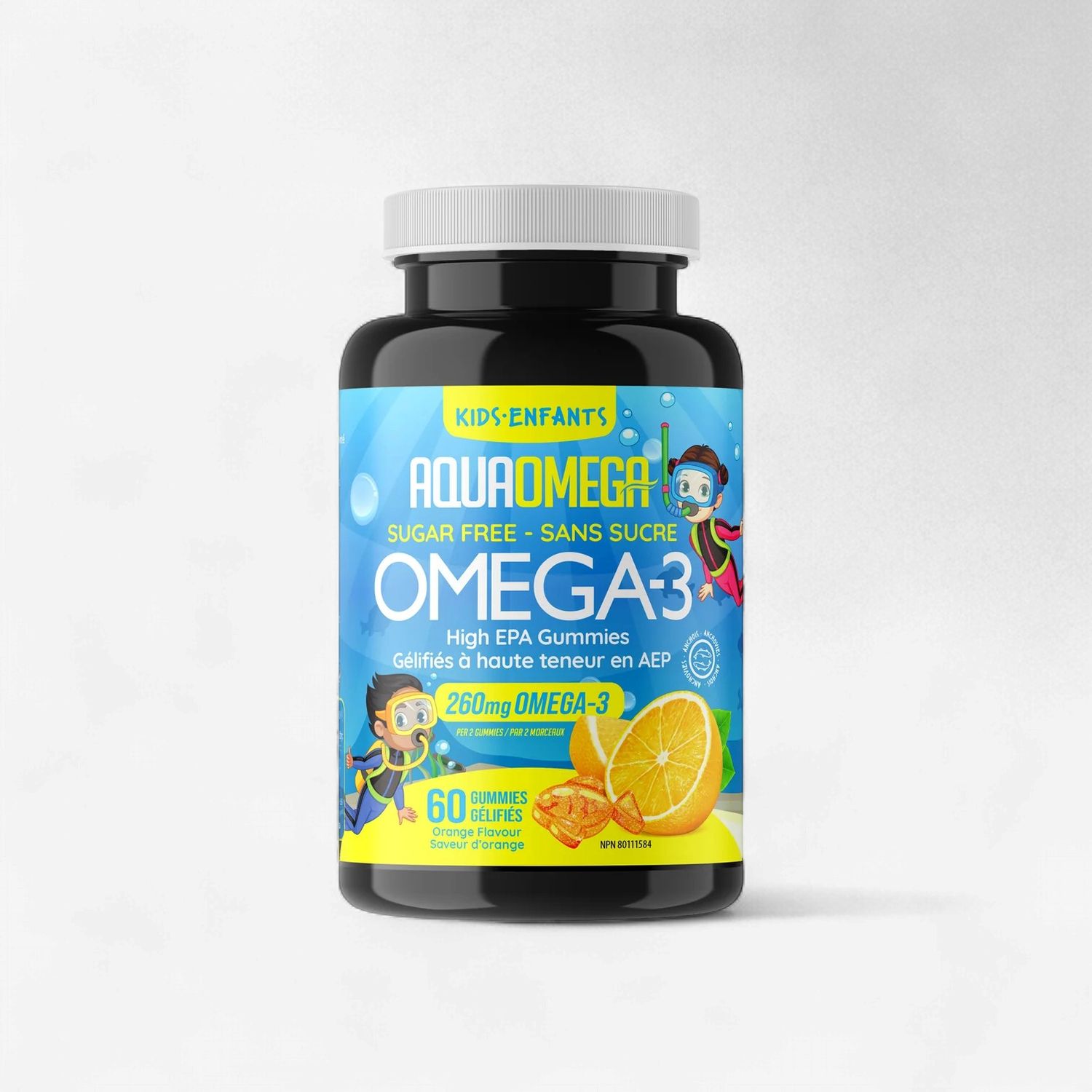 AQUAOMEGA - OMÉGA 3 ENFANT EPA - 60 JUJUBES, Fragrance: ORANGE