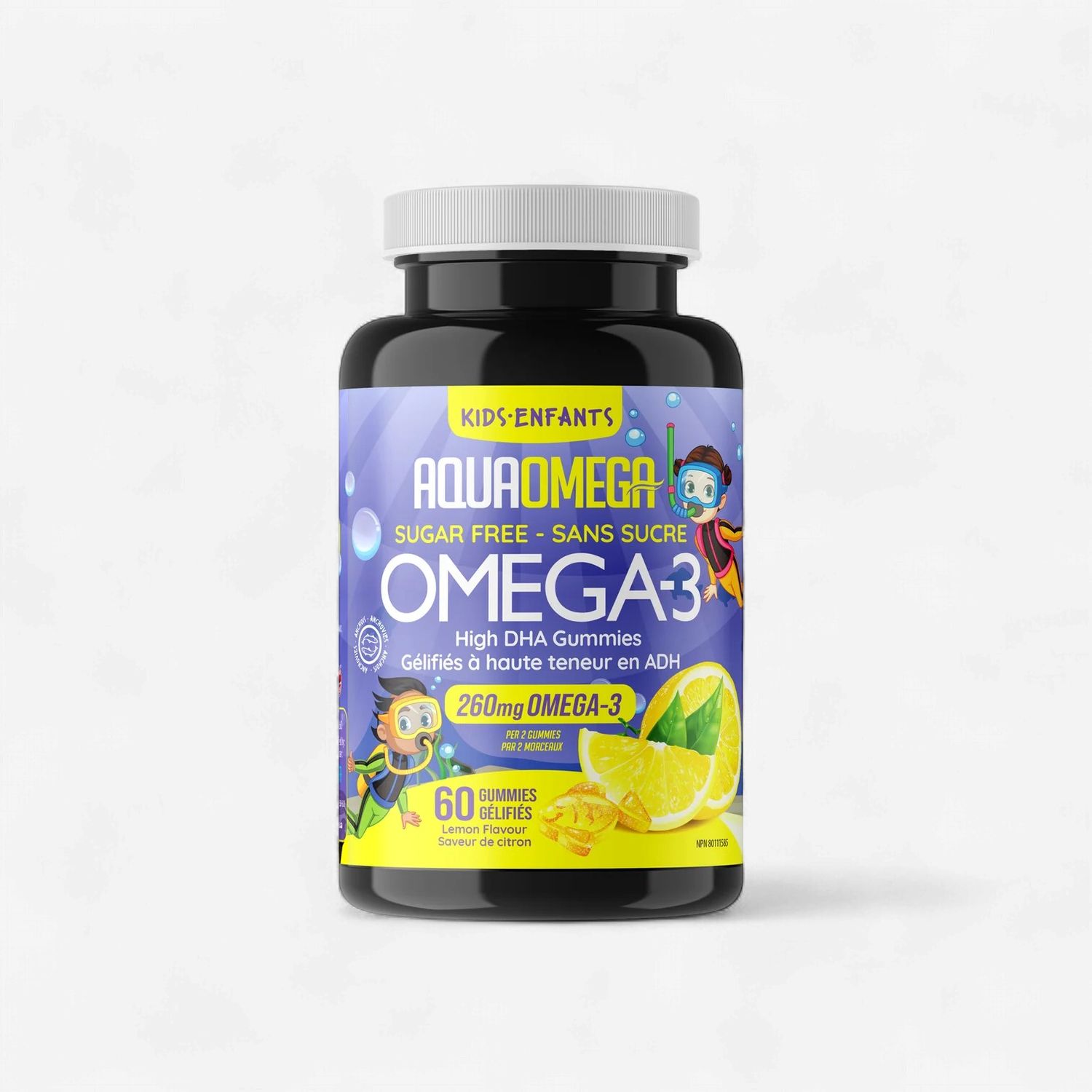 AQUAOMEGA - OMÉGA 3 ENFANT DHA - 60 JUJUBES, Fragrance: CITRON