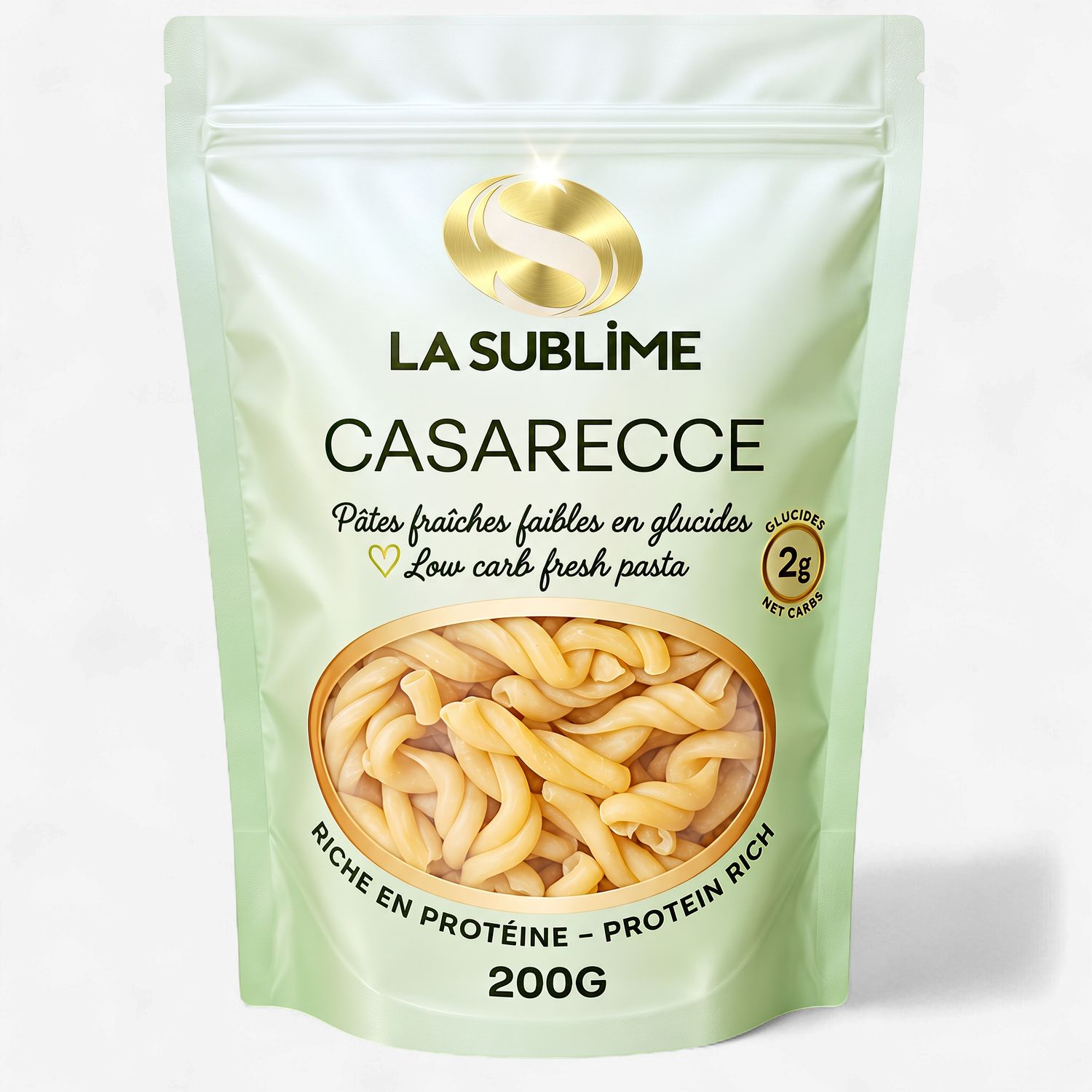LA SUBLIME - PÂTE FAIBLE EN GLUCIDE - 200G, FORMES: CASARECCE