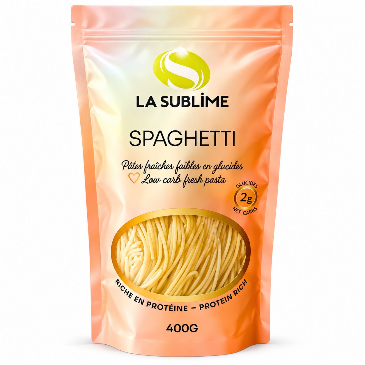LA SUBLIME - PÂTE FAIBLE EN GLUCIDE - 400G, FORMES: SPAGUETTI