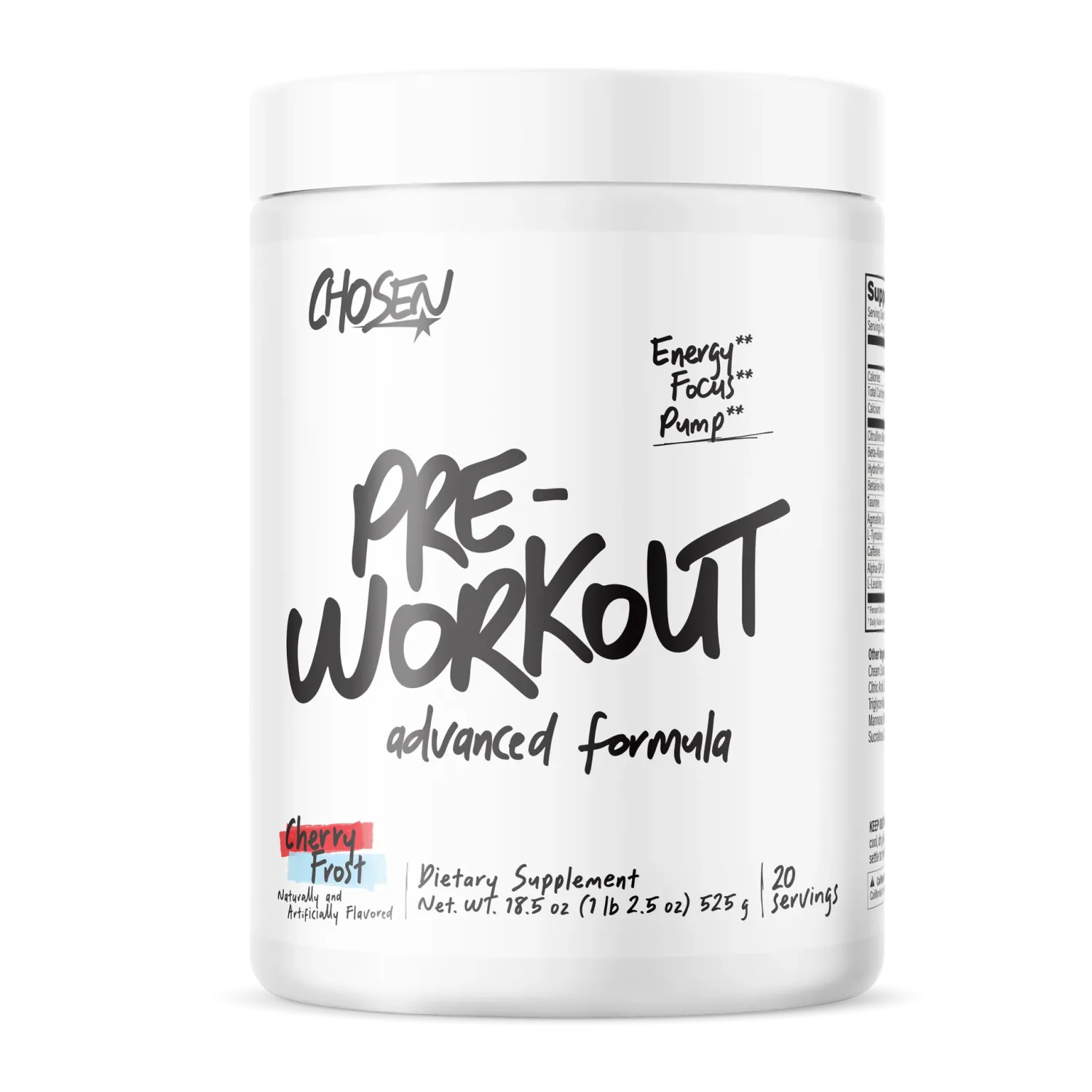 CHOSEN - PRÉ WORKOUT - 20 PORTIONS, Fragrance: CERISE GIVRÉ