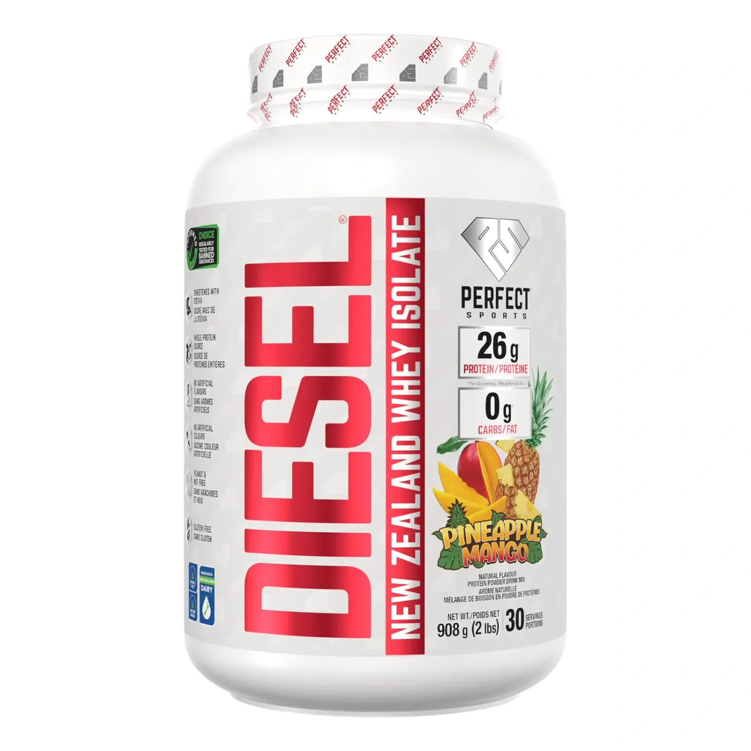 PERFECT SPORTS - DIESEL NEW ZEALAND ISOLATE - 2LBS, Fragrance: ANANAS ET MANGUE