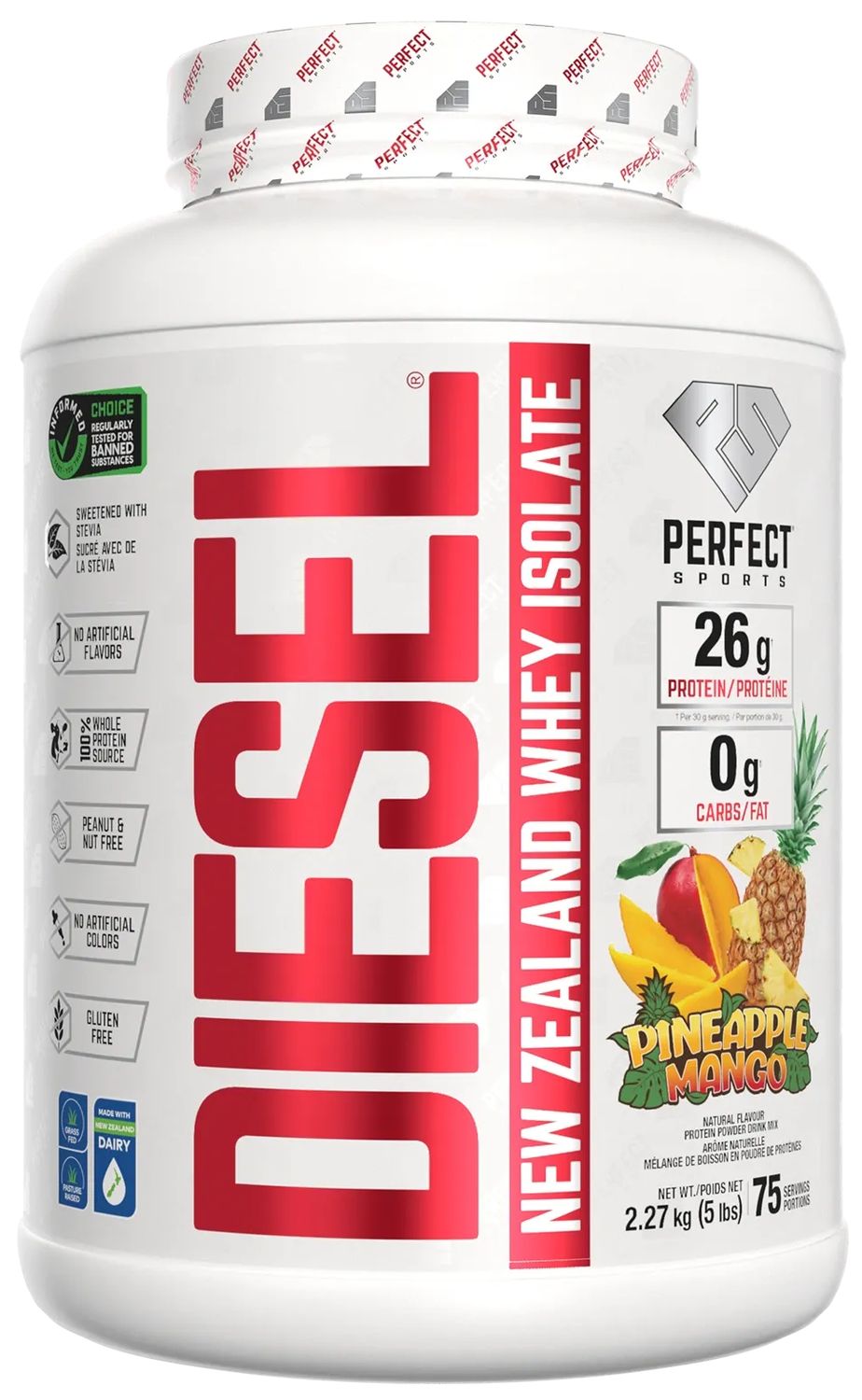 PERFECT SPORTS - DIESEL NEW ZEALAND ISOLATE - 5LBS, Fragrance: ANANAS ET MANGUE