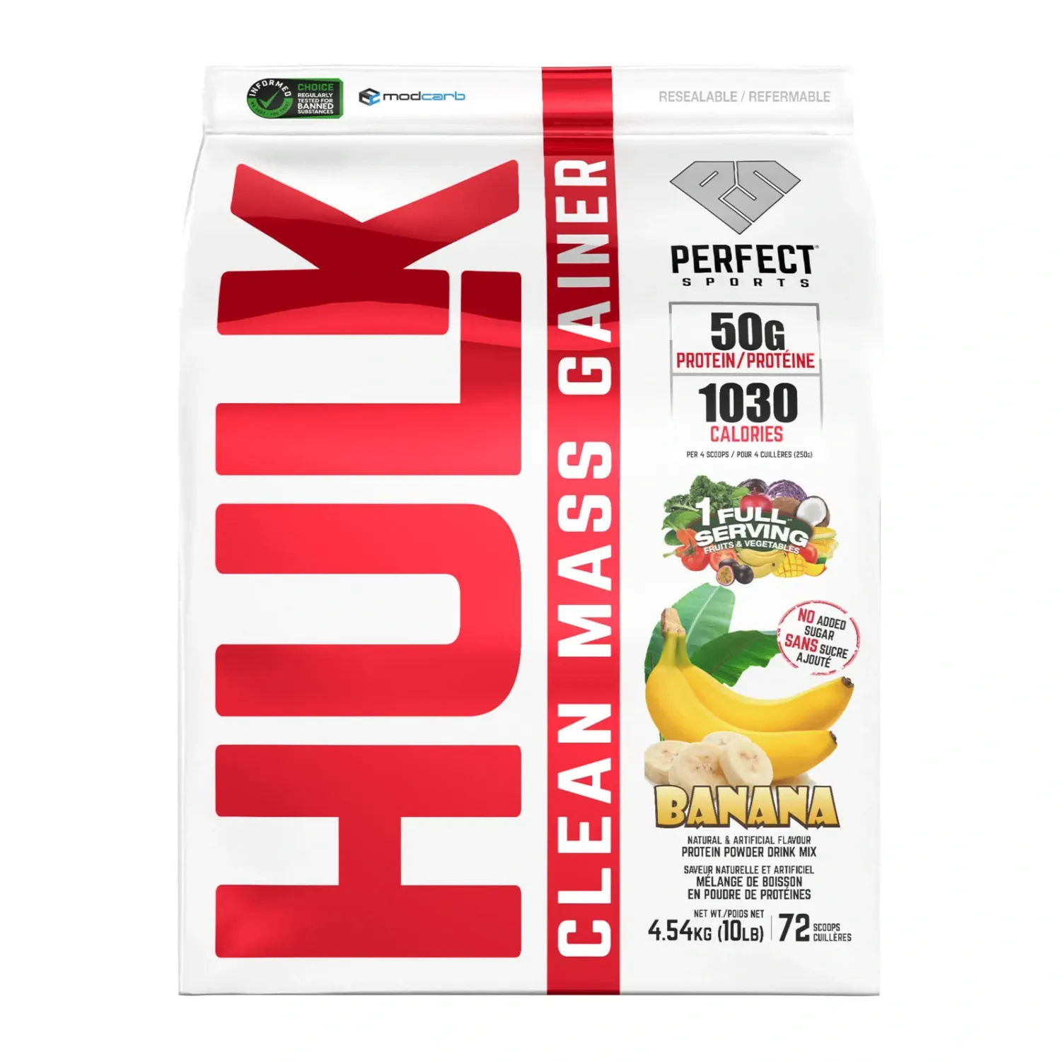 PERFECT SPORTS - HULK CLEAN MASS GAINER - 10LBS, Fragrance: BANANE