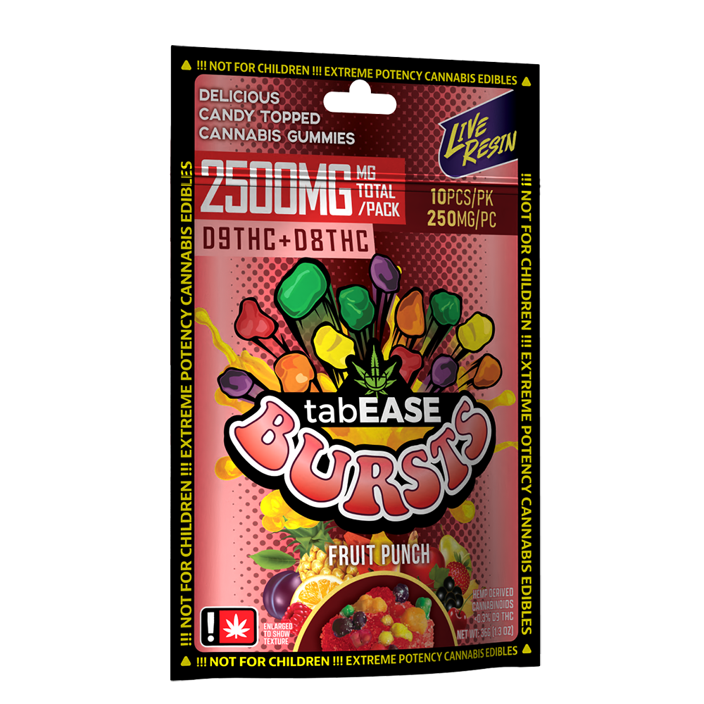 2500mg -  THC Gummy Bursts, Flavor: 2500MG D9/D8THC Fruit Punch