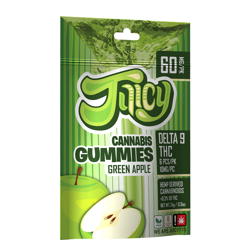 10MG - 25MG THC Gummies, Flavor: 10MG D9THC Green Apple