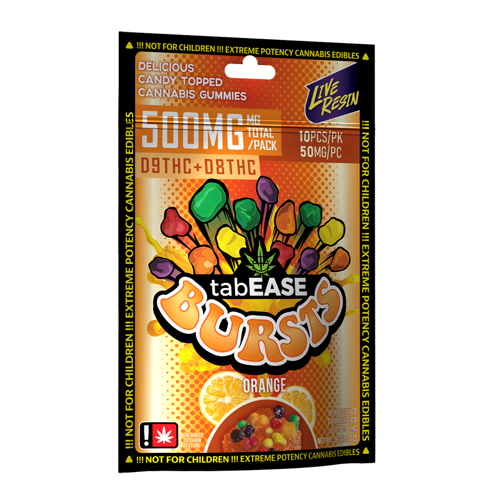 500mg - THC Geek Rope Gummy Bursts, Flavor: 500MG D9/D8THC Orange