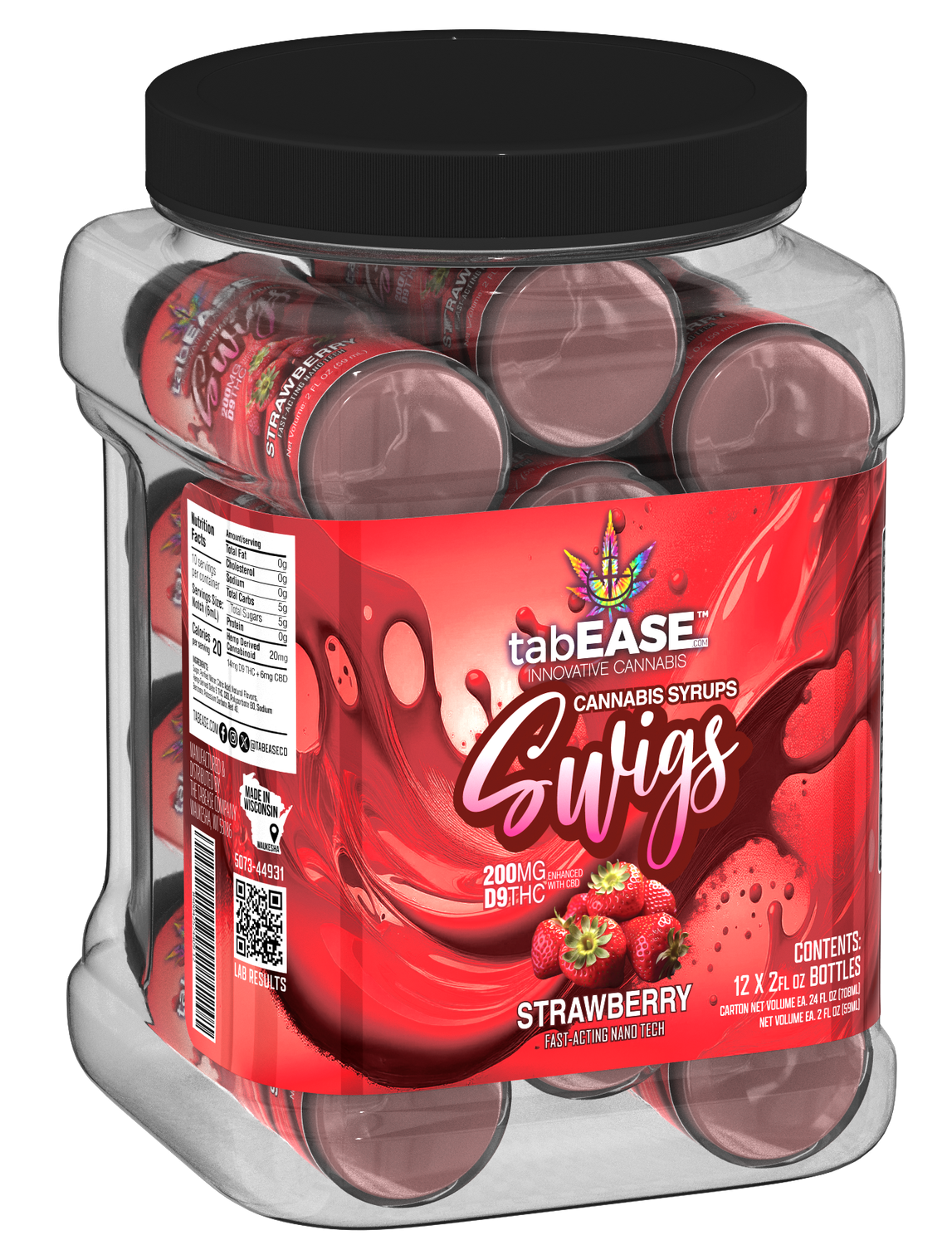 200MG D9THC/CBD Swig Cannabis Cocktail Syrup, Flavor: Strawberry