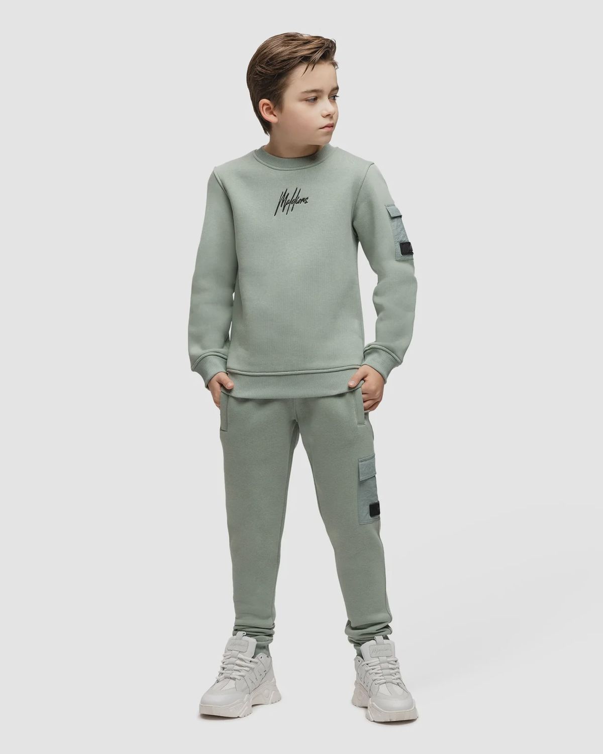 Malelions Junior Nylon Pocket Sweater Agave Green