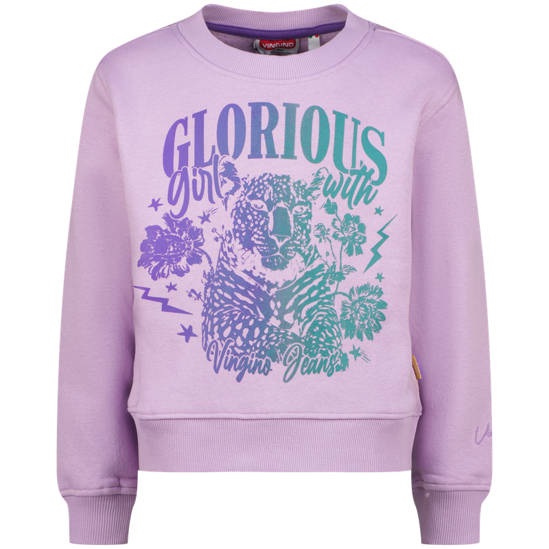 Vingino Sweater Nanouk met printopdruk lila Paars